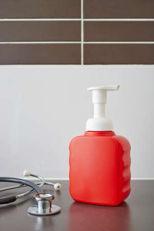 A studio photo of hand sanitiserの写真素材