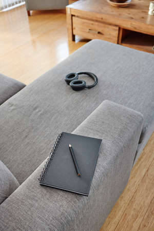A studio photo of a blank note bookの写真素材