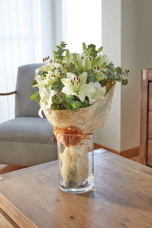 A studio photo of a bouquet of flowersの写真素材