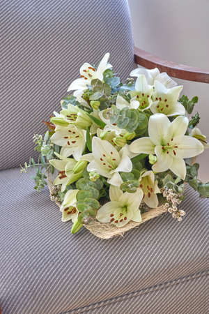 A studio photo of a bouquet of flowersの写真素材
