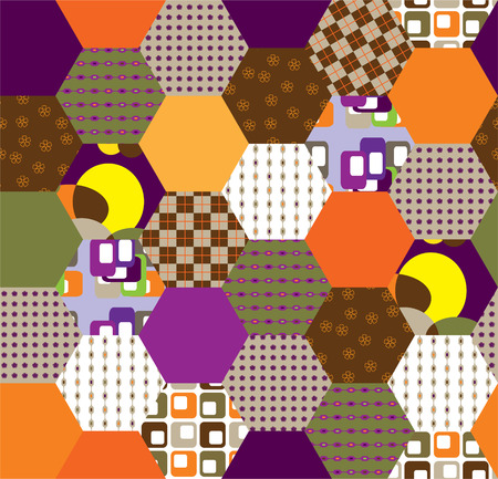 retro patchwork pattern, tileable, includes several swatches used for this illustrationのイラスト素材