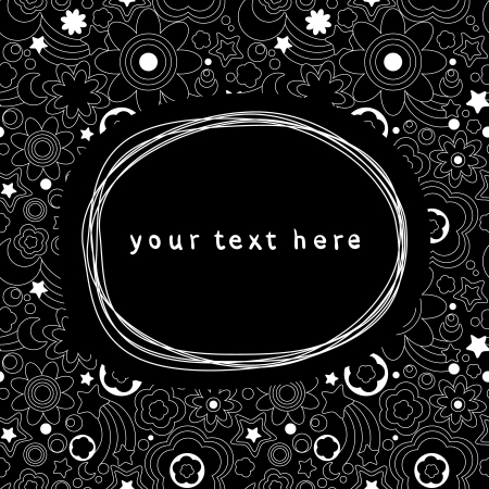Doodle frame and seamless geometrical dark backgroundのイラスト素材