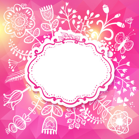 Flower frame illustrationのイラスト素材