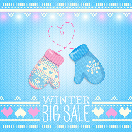 Mittens. Sale Winter Illustration. May be used for winter design, cards, posters and many other.のイラスト素材