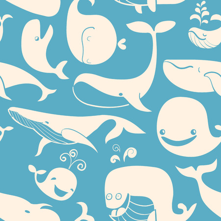 Whale. Seamless background.  のイラスト素材