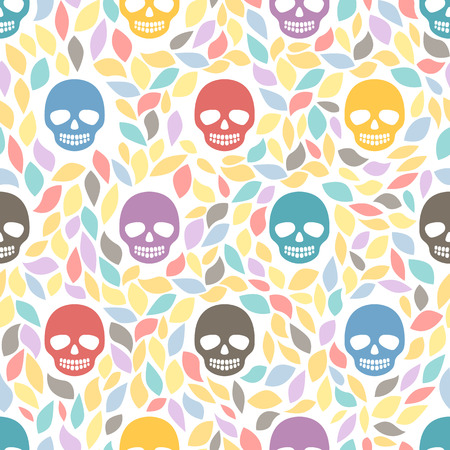 Funny sugar skulls  Seamless Background  Hand drawn vector illustration  Seamless pattern can be used for wallpaper, pattern fills, web page background, surface texturesのイラスト素材