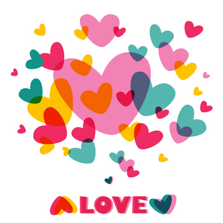 Heart Love. Concept card with text. Template for design romantic greeting card, wedding invitation, Valentines day backgroundのイラスト素材