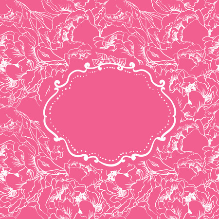 Elegant invitation card on flower seamless background.  can be used as creating card, wedding invitation, birthday, valentine's day and other holiday and summer or spring background.のイラスト素材