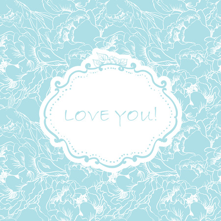 Love invitation card on flower seamless background.  can be used as creating card, wedding invitation, birthday, valentine's day and other holiday and summer or spring background.のイラスト素材