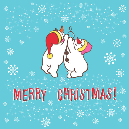 Christmas greeting card. Snowman. Template for christmas winter design.のイラスト素材