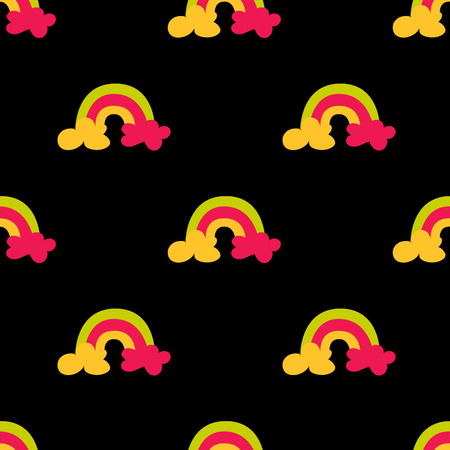 Rainbow seamless pattern. Dark background. Vector illustration.のイラスト素材