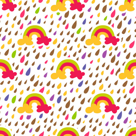 Rainbow Drop seamless pattern. Light background. Vector illustration.のイラスト素材