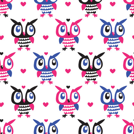 Owl Heart Seamless backgroundのイラスト素材