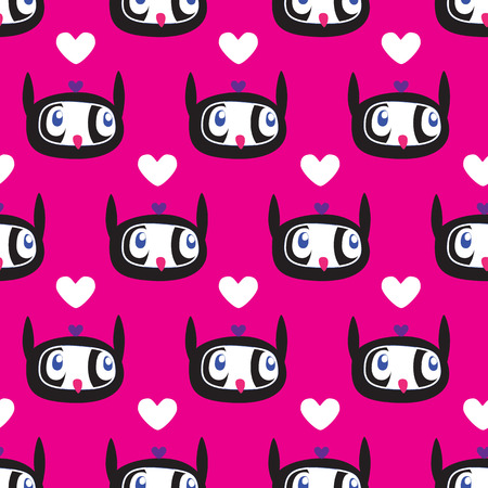 Owl Heart Seamless backgroundのイラスト素材