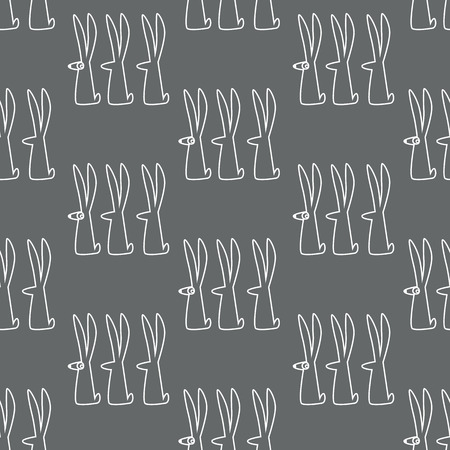  Rabbit. Black-white. Vector illustrationのイラスト素材