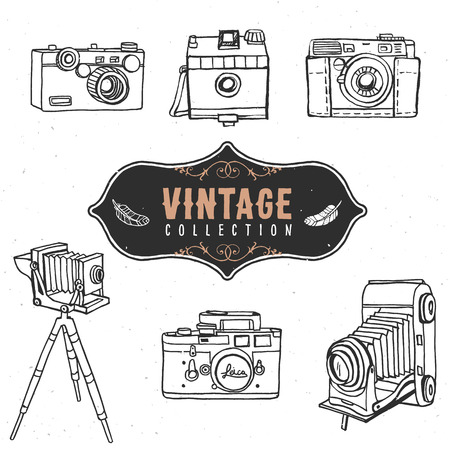 Vintage retro old camera collection. のイラスト素材