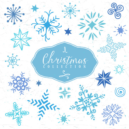 Christmas decorative snowflakes. Hand drawn illustration. Design elements.のイラスト素材