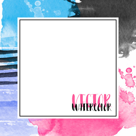 Hand painted watercolor abstract backgrounds. Poster design template frame. Vector illustration.のイラスト素材