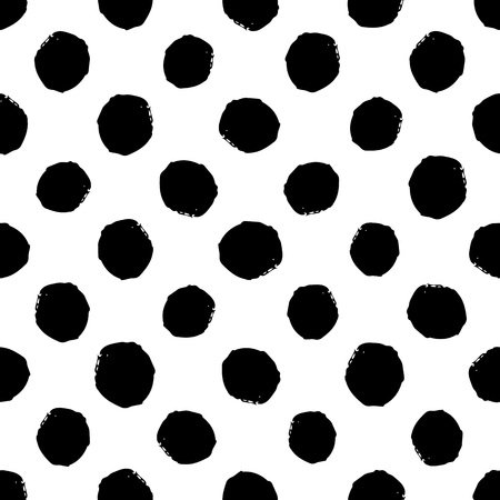 Hand drawn seamless dot pattern. Dry brush and rough edges ink illustration. Abstract vector backgroundのイラスト素材
