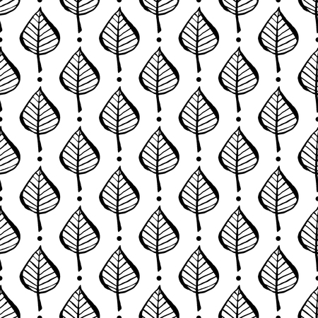 Botanical seamless pattern with leaves. Hand drawn design elements. Vector illustration.のイラスト素材