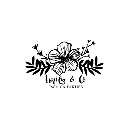 Flower logo template. Floral botanical collection. Hand drawn design elements. Nature vector illustration.のイラスト素材