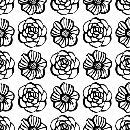 Botanical seamless pattern with flowers.のイラスト素材