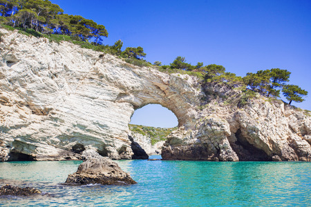 White rocks near Vieste, Puglia, Italyの写真素材