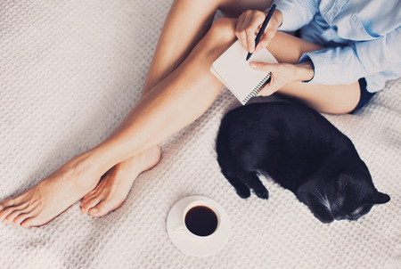 Young woman working at homeの写真素材