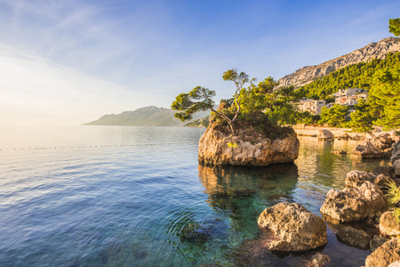 Beautiful bay near Brela town, Makarska rivera, Dalmatia, Croatiaの写真素材