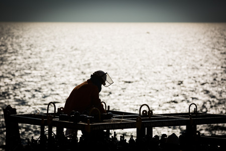 Offshore worker weldingのeditorial素材