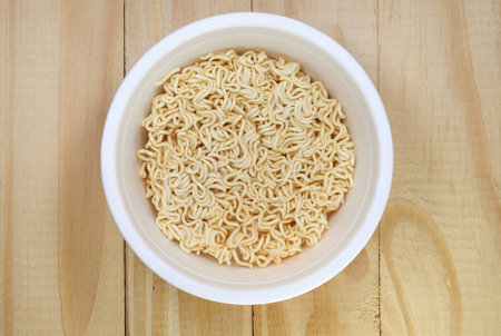 Instant noodles in white cupの写真素材
