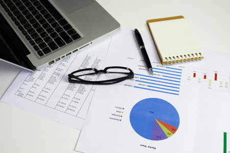 document financial accounting on office accountant deskの写真素材