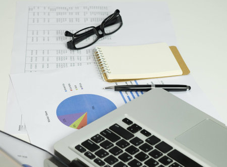 document financial accounting on office accountant deskの写真素材