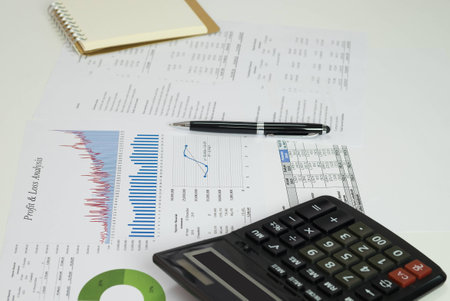document financial accounting on office accountant deskの写真素材