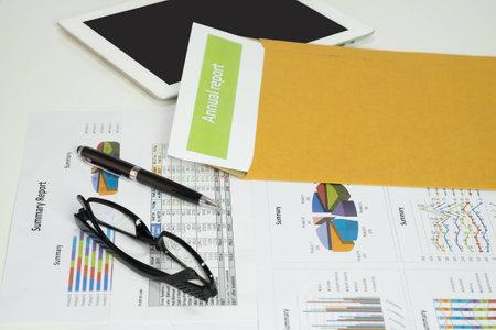 Annual report from envelopeの写真素材