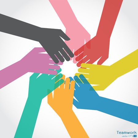 Teamwork, Colorful Handsのイラスト素材