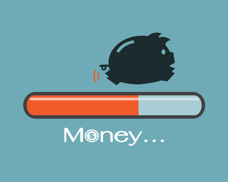 Piggy and progress loading bar, Saving money conceptのイラスト素材