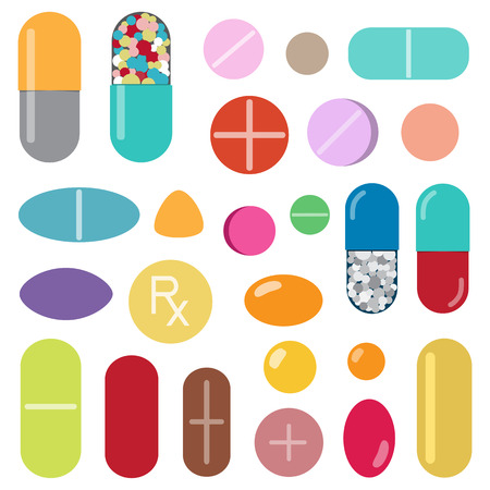 Colorful pills and capsulesのイラスト素材