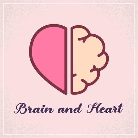 Heart and brain, Emotions and logic concept.のイラスト素材