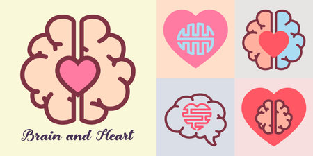 Heart and brain, Emotions and logic concept.のイラスト素材