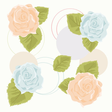Background with Orange and Blue Rosesのイラスト素材