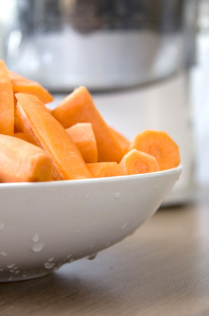 Orange Carrots Preparing for Juicerの写真素材