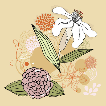 Vector illustration of many-colored flowersのイラスト素材