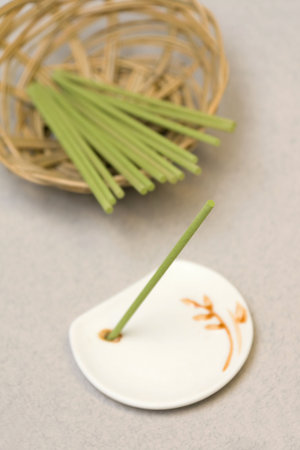 Green aromatic sticksの写真素材