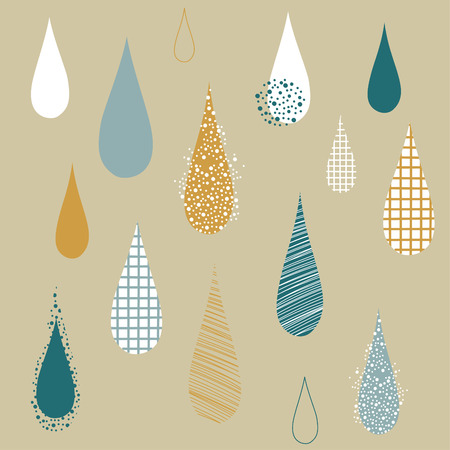 Set of colored rain dropsのイラスト素材
