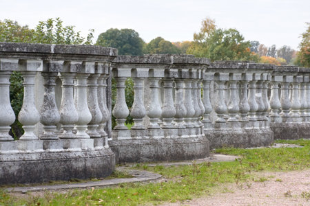 Old balustrade in the Petergof Park, St. Petersburg, Russiaの写真素材