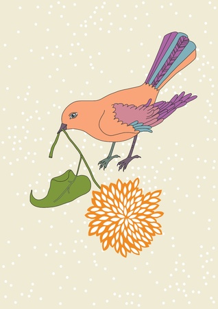 Bird and one flowerのイラスト素材
