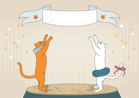 Two cats welcome to the circusのイラスト素材