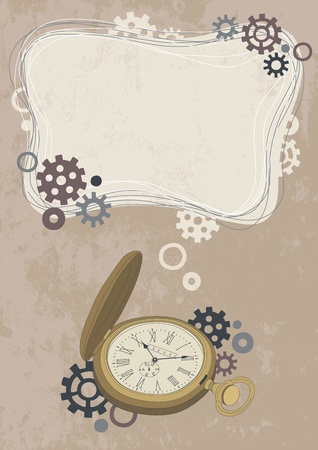 Open pocket watch and frameのイラスト素材