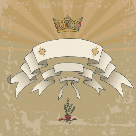 Heraldic flags and gold crownのイラスト素材